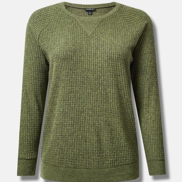 Torrid Brushed Waffle Raglan Long Sleeve Sweatshirt Size 3 NWT - Picture 4 of 4